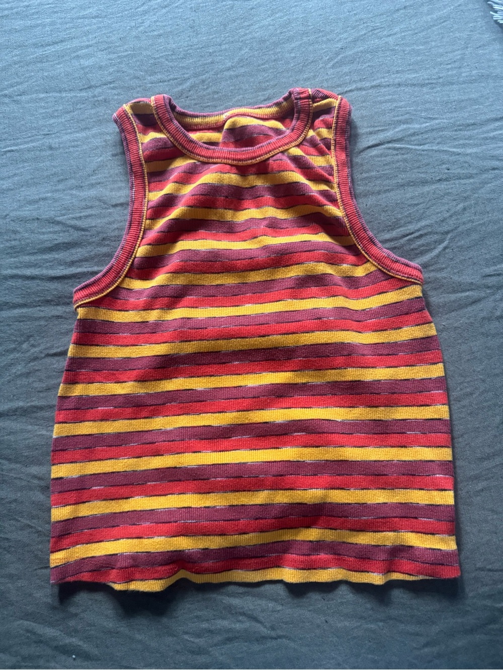 Urban Outfitters Red & Yellow Striped Ribbed Tank Top